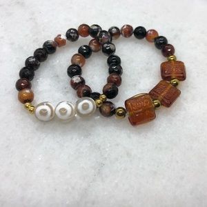 Semi Precious Stone Lucky Eye Boho bracelet stack